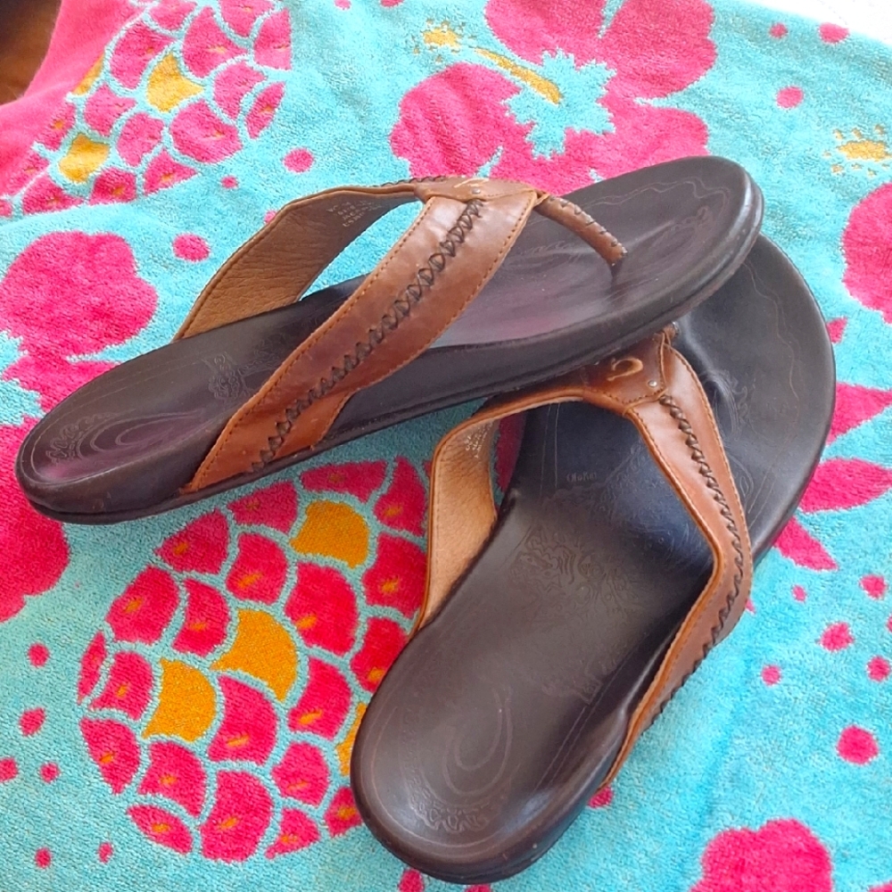 Olukai Mea Ola Tan Sandals Mens Size 11